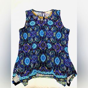 Carolyn Taylor 1X Women’s Plus Blouse with cutouts and Gold chain